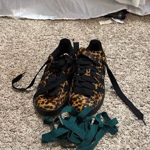 Adidas Leopard Print Women's Shoes with Black and Green Laces